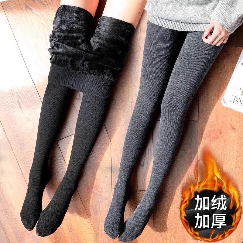 加绒打底裤女春秋外穿保暖棉裤大码胖mm修身显瘦连裤袜运动瑜伽裤
