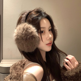 可爱毛绒耳罩女款冬季可折叠保暖棕咖色耳捂子东北防冻护耳套耳包