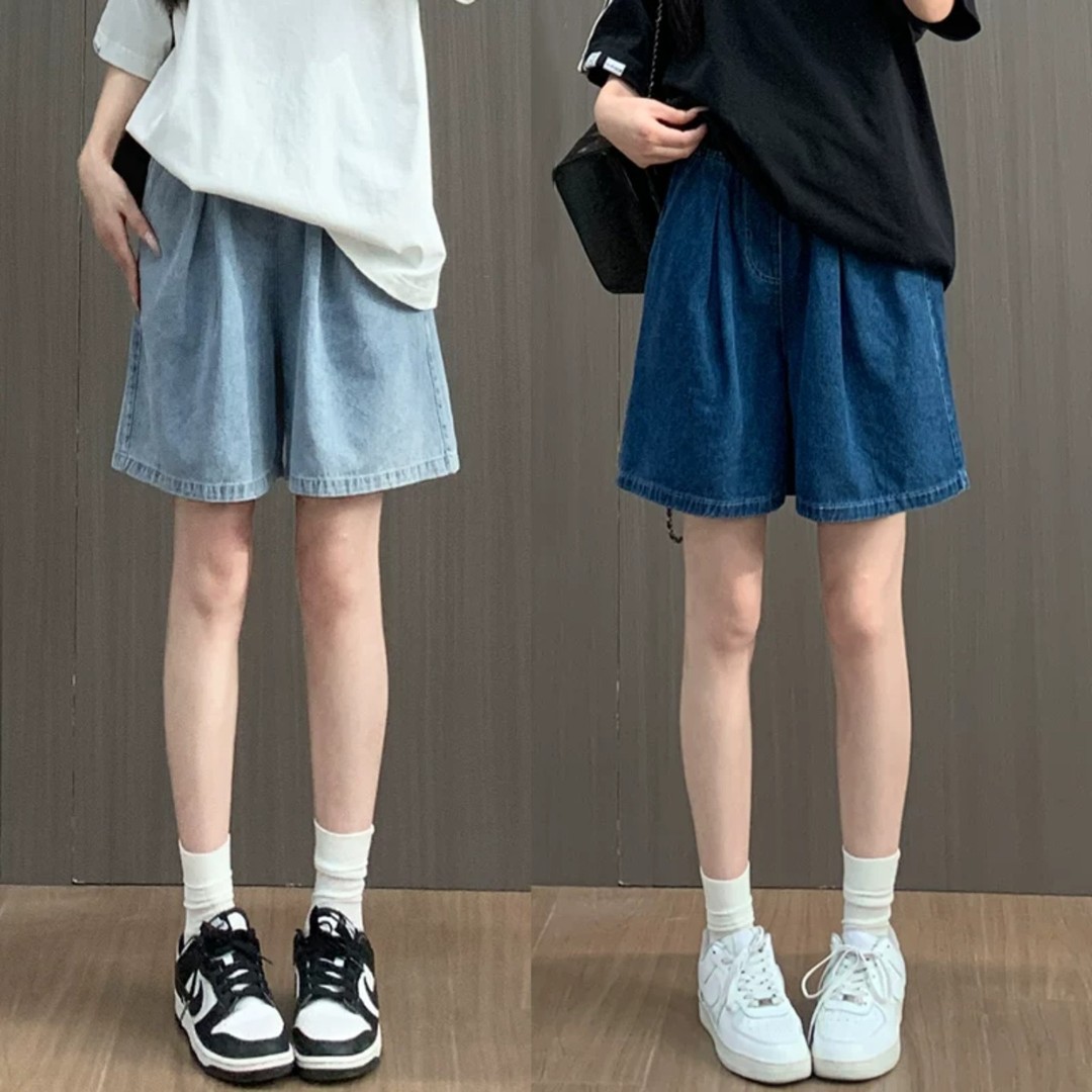 天丝牛仔短裤女夏薄款2026新款高腰宽松显瘦休闲阔腿五分裤小个子