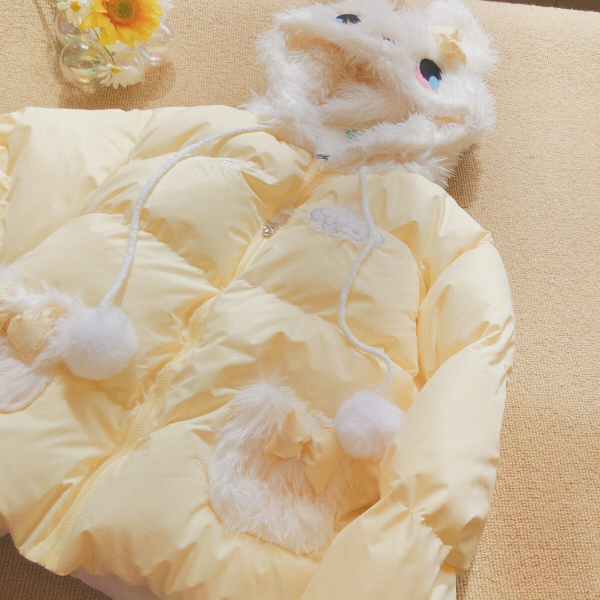 Daiwing 快乐奇遇 冬季拼接兔耳连帽面包棉服可爱软萌甜妹厚外套,男装,棉衣,淘宝优惠券,粉丝福利购,淘宝优惠卷