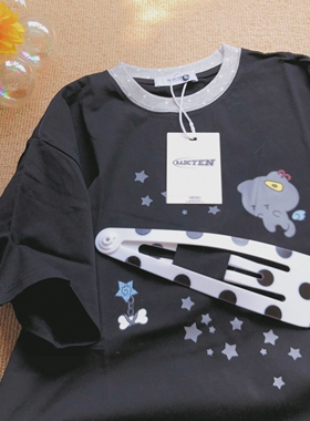 Daiwing 夏季甜妹可爱休闲风星星怪兽短袖T恤男女宽松甜酷Y2K上衣