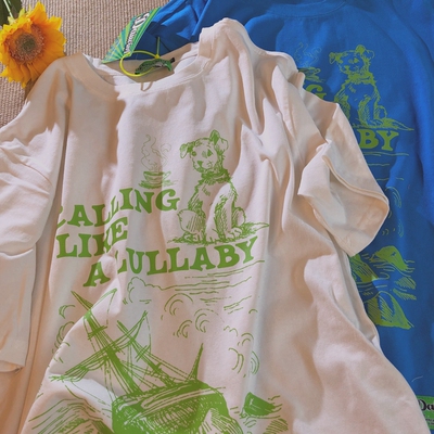 Daiwing卡通手绘小狗情侣短袖
