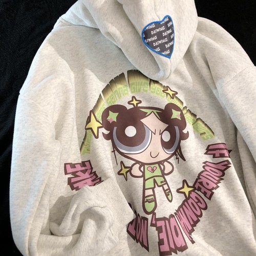 Daiwing甜酷风卡通情侣连帽卫衣