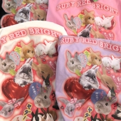 Daiwing T恤 男女生宽松可爱小兔子混搭情侣长袖 你是世界中心 夏装