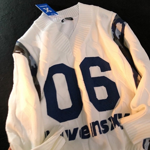 Daiwing 靠近温暖的人  美式学院情侣慵懒毛衣秋冬v领字母针织衫