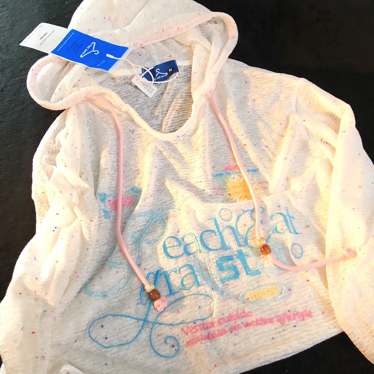 Daiwing 早秋字母波点甜妹连帽长袖t恤美式学生混色设计防晒罩衫