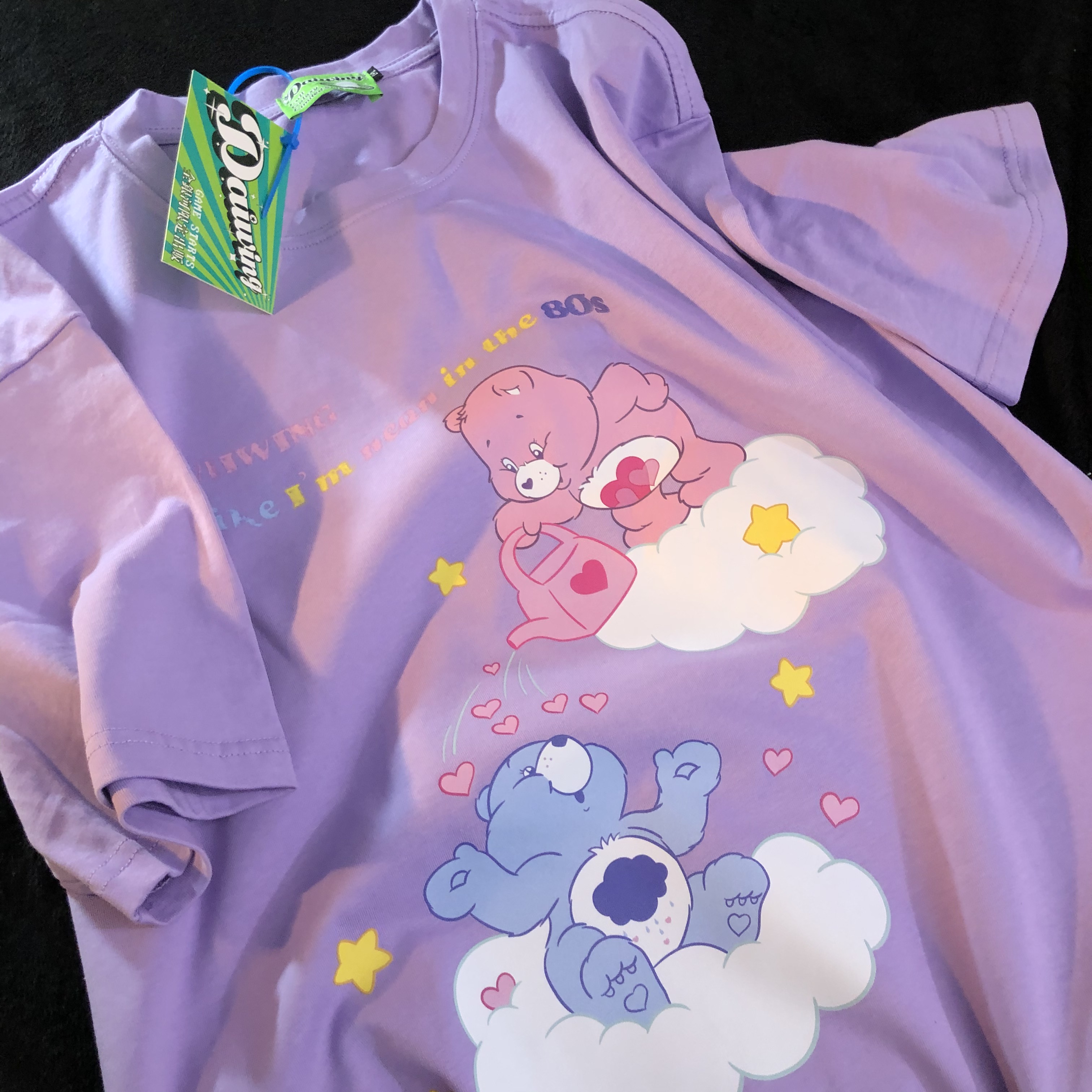 Daiwing甜酷风熊仔情侣棉麻短袖