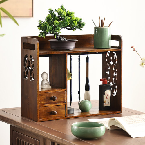 异丽文房四宝收纳架双层毛笔挂架