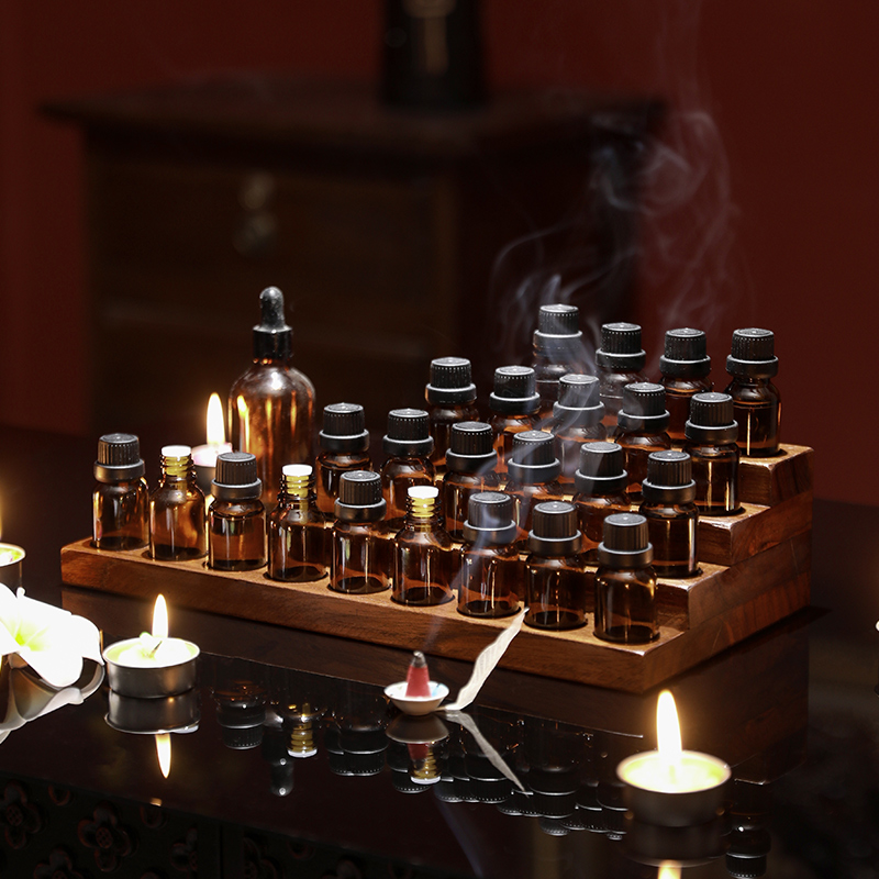 异丽精油实木摆放展示架