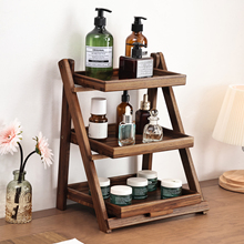 厨房桌面收纳架浴室卫生间洗手台台面木质折叠置物架落地实木架子