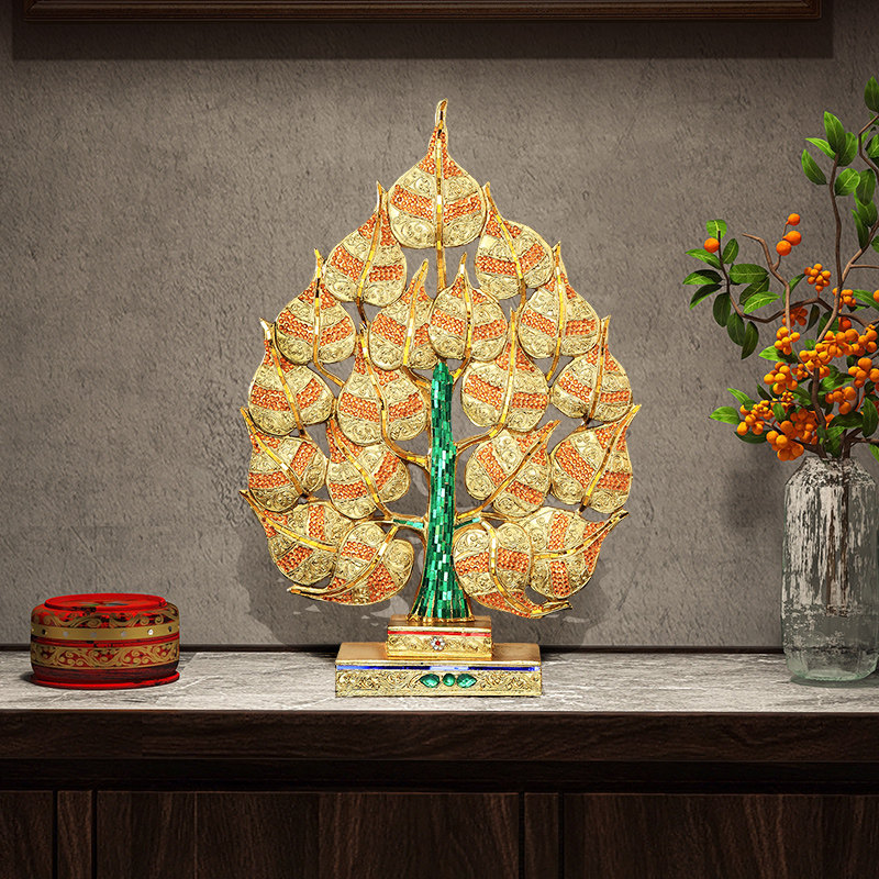 泰国泰国家居饰品玄关装饰摆件实木雕刻菩提树客厅中式创意摆件