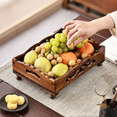 异丽泰国实木果盘客厅茶几零食托盘木质家用复古新中式 水果盘果篮