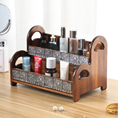 复古实木中式 化妆品收纳盒浴室卫生间台面木质架子洗手台置物架