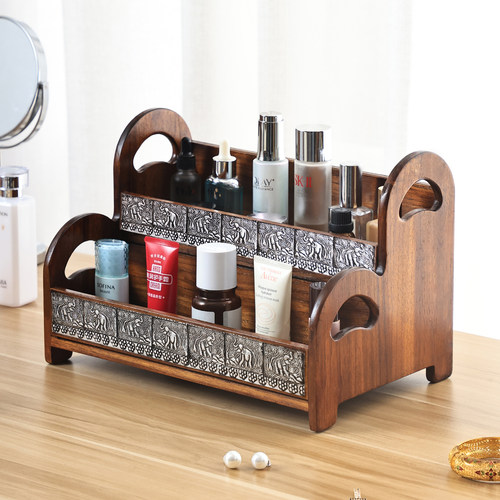 异丽复古实木中式化妆品收纳盒