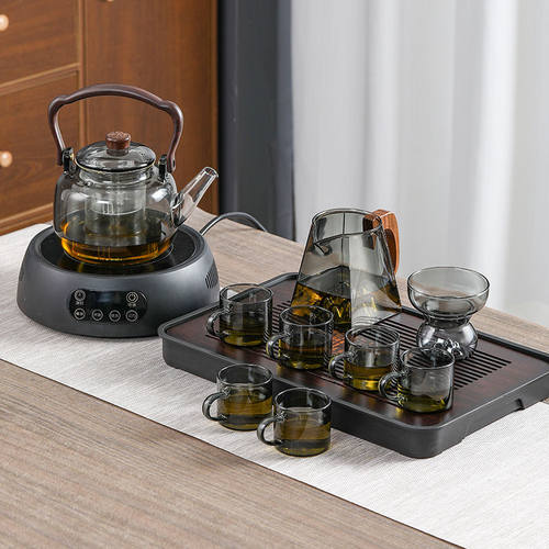 烟灰色蒸茶煮茶泡茶壶烧水壶电陶炉办公室套装耐高温玻璃壶茶具
