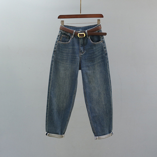 子垮裤 宽松休闲百搭哈伦萝卜裤 女2026春秋新款 复古高腰老爹牛仔裤
