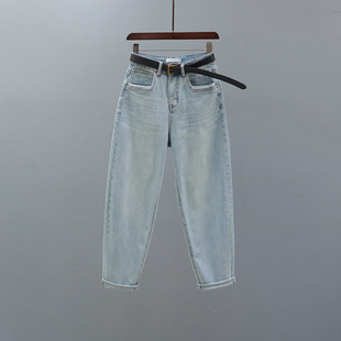 垮裤 女欧货浅蓝色宽松休闲老爹萝卜裤 高腰哈伦牛仔裤 2025春秋新款