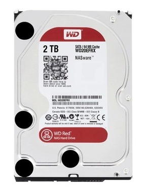 WD/西部数据WD20EFRX 2TB硬盘2T红盘64M NAS3.0西数2T红盘
