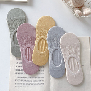 纯棉袜子女夏季 浅口隐形船袜网眼透气防臭低帮短袜防滑不掉跟 薄款