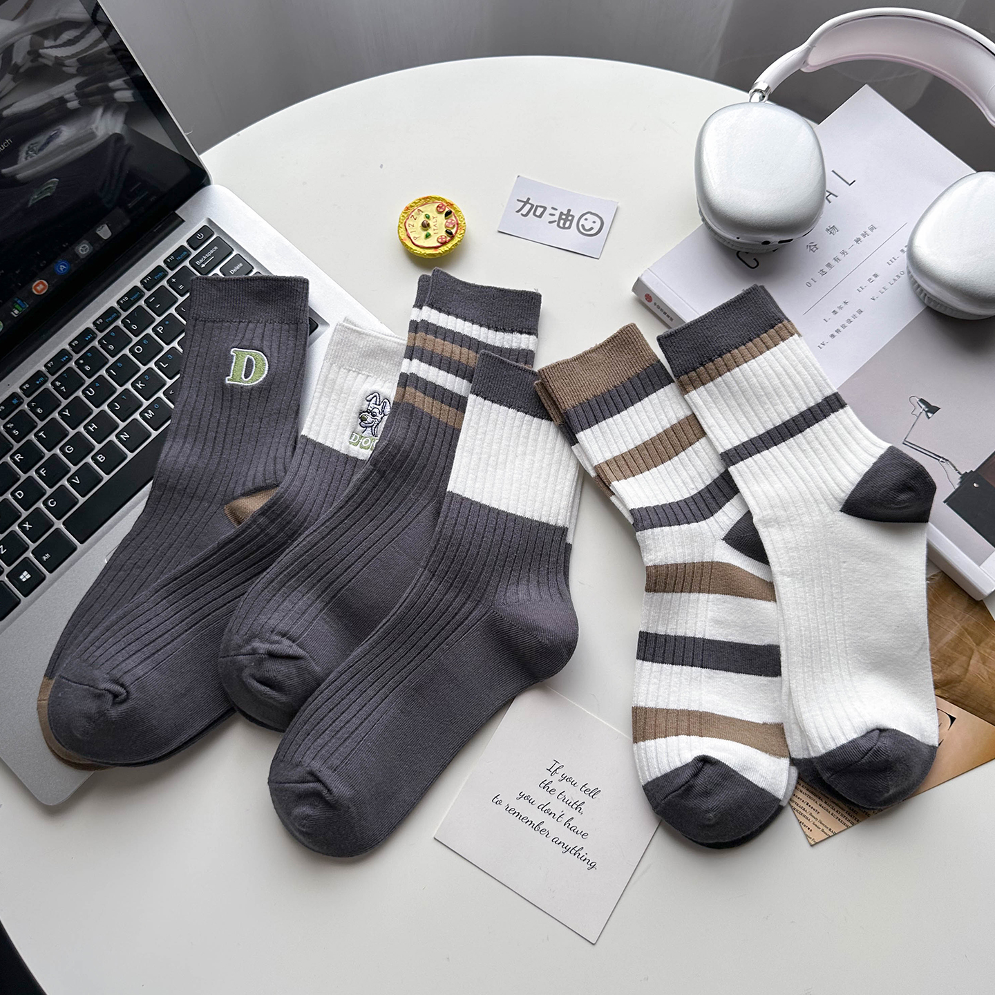 秋季新款男生运动风纯棉中筒袜