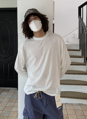 UPDAYWANG五色基础纯色打底衫 秋季百搭慵懒感复古长袖T