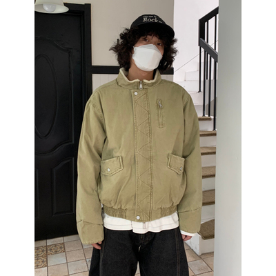 updaywang复古立领宽松棉衣