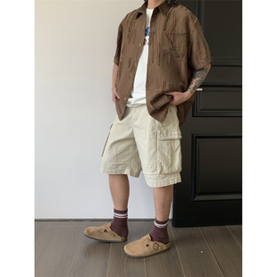 休闲宽松五分裤 UPDAYWANG模特自留 复古美式 短裤 男 百搭直筒男工装