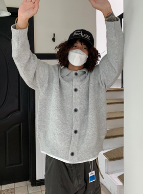 UPDAYWANG店主自留 厚实保暖复古针织毛衣外套 宽松男针织衫