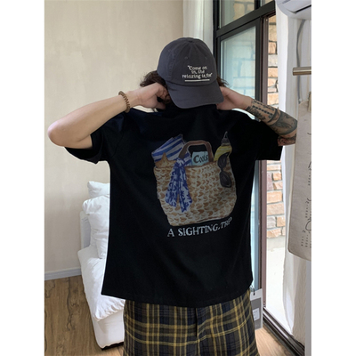 UPDAYWANG四色入购物袋印花T恤