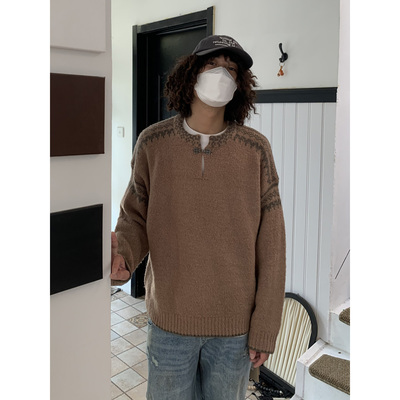 UPDAYWANG圆领复古百搭毛衣