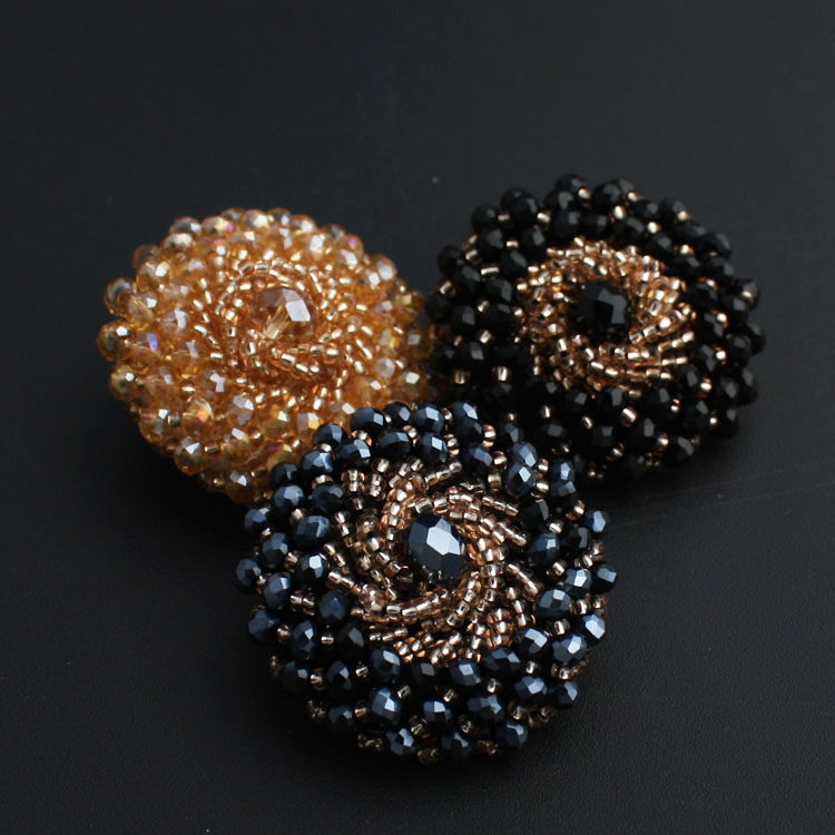 高档纯手工亚克力珠花朵形状大衣风衣貂绒装饰纽扣扣子30-38mm