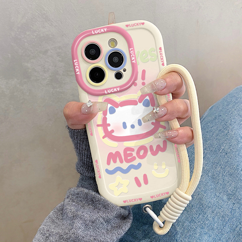 韩式粉色猫咪适用iphone16promax手机壳苹果15新款14plus硅胶iphone13