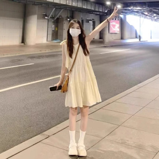 夏季 韩式 挂脖连衣裙子女装 精美2025新款 海边度假仙 小个子吊带无袖