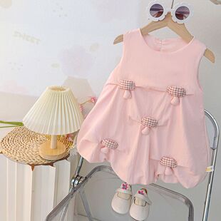 裙子女小童韩版 小女孩夏装 公主裙潮 新款 女宝宝背心花苞裙2025夏季