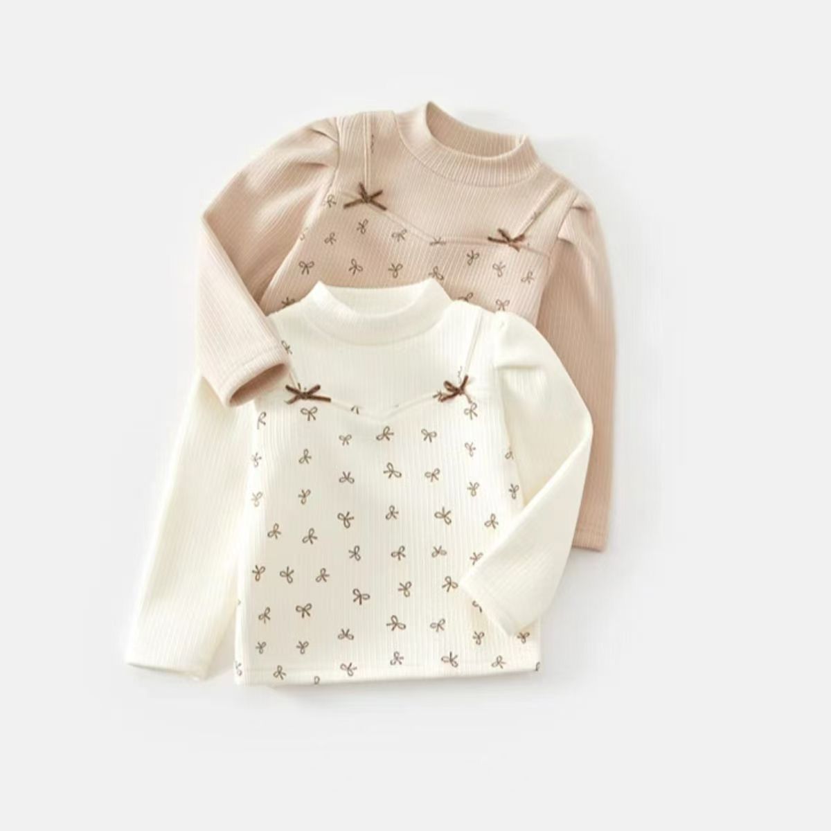 女童打底衫长袖T恤加绒洋气婴儿女宝宝上衣女孩秋装春秋冬款童装