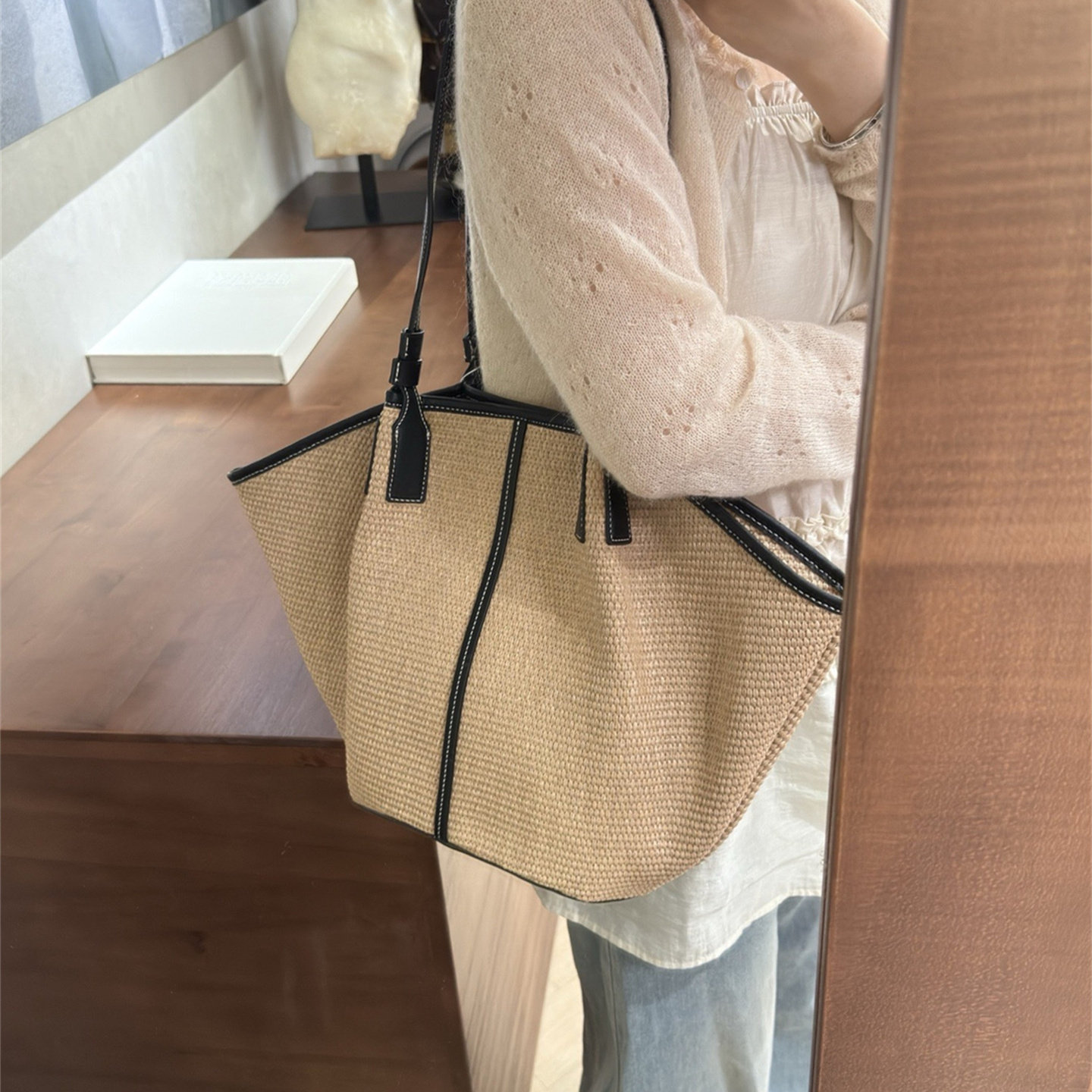 草编托特包女2026新款度假风编织单肩手提包大容量