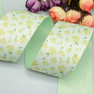 40mm宽花朵涤棉AB双面印花织带diy蝴蝶结丝带发饰材料24061103