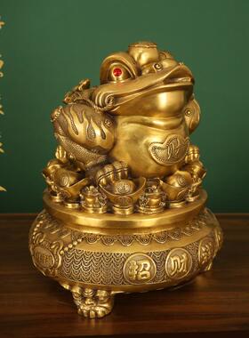 虎年摆件新品厂家招财金蟾聚宝盆财源滚滚家居客厅装饰品铜艺