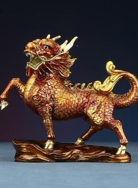彩T1063火麒铜火麟摆件客办室公厅家居装饰工艺礼品