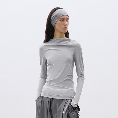 半圆原创设计女装[运动]2026春亲肤弹力轻运动户外T恤女上衣修身