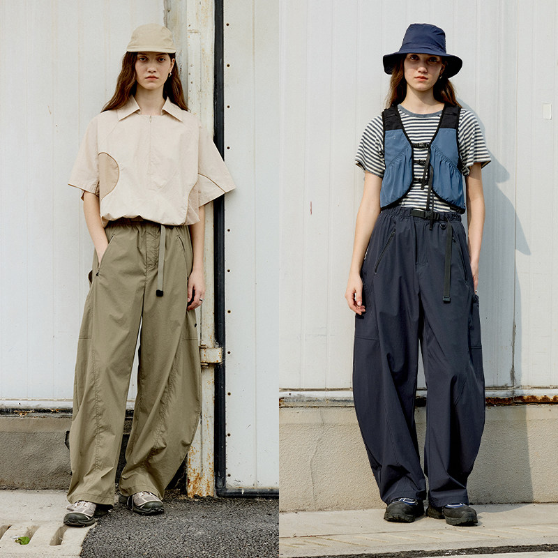 防晒凉感透气 半圆原创裤子2026女式夏天速干薄款弯刀裤休闲长裤