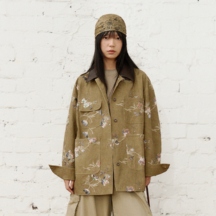 2026春宽松休闲工装 复古 口袋外套女 半圆女装 做旧脏染牛仔面料