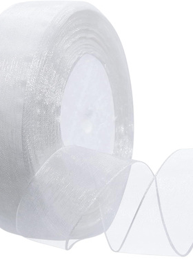 1-5cm45米纱带透明装饰雪纱带钩帽子彩带丝带丝带手工编织白色