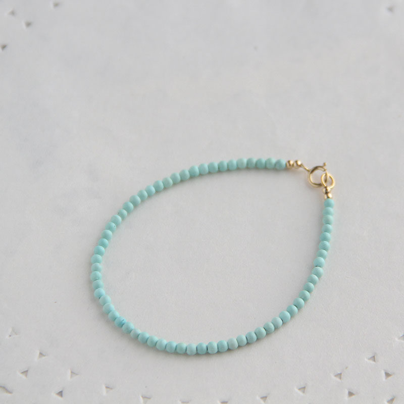 正品天然原矿绿松石手链 冷淡风 女款 3mm 极细单圈手串 森系简约