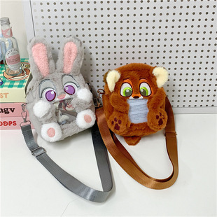 新款疯狂动物城卡通尼克朱迪玩偶斜挎包手机包毛绒背包女JK单肩包