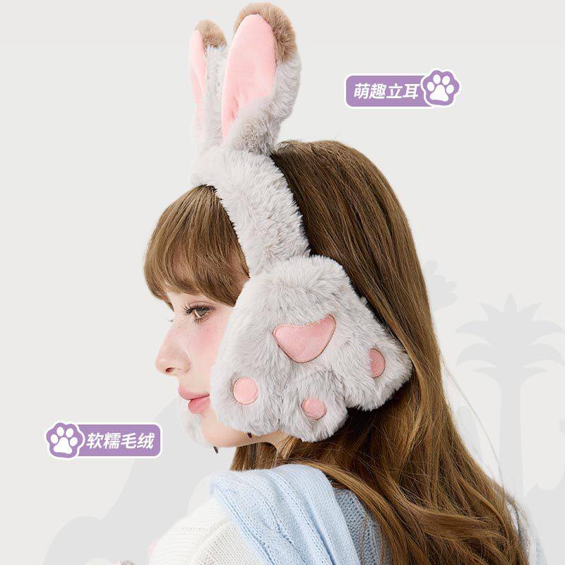 冬季可爱朱迪兔子毛绒保暖耳罩加绒防风防寒护耳防冻耳套学生耳捂