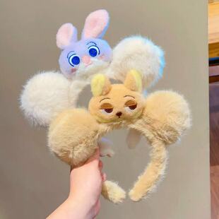 新款卡通尼克狐狸朱迪兔子毛绒发箍百搭大肠发圈显脸小头箍女发饰