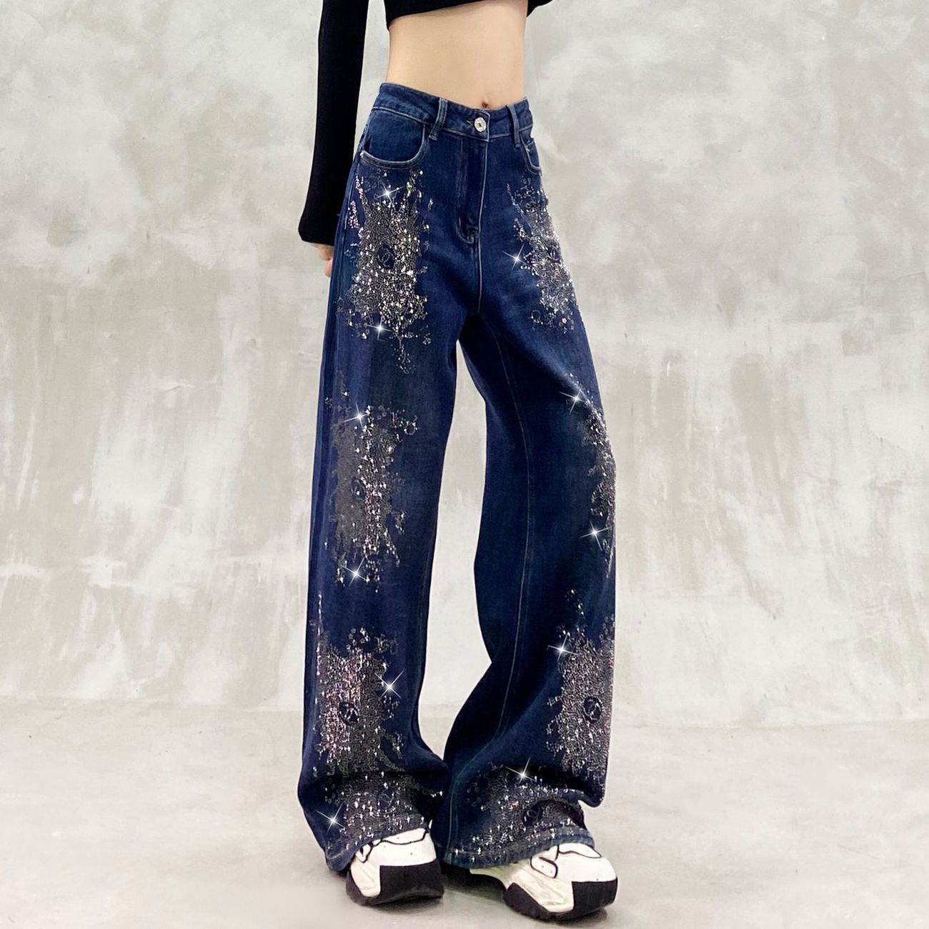 高腰宽松显瘦百搭直筒阔腿裤