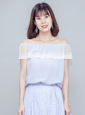 少女软妹日单蕾丝一字领两穿夏装