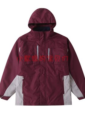 伊顿校服学校同款男女童三合一可拆卸冬加厚冲锋衣枣红月牙15X009